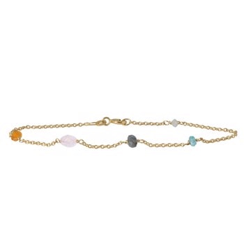 14 kt. guld armbånd med safir, rosenkvarts & apetite